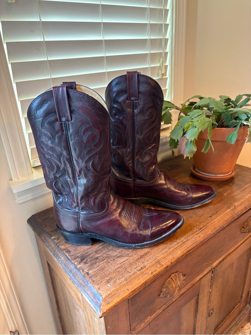 Dan Post Men's Burgundy Leather Western Cowboy Boots